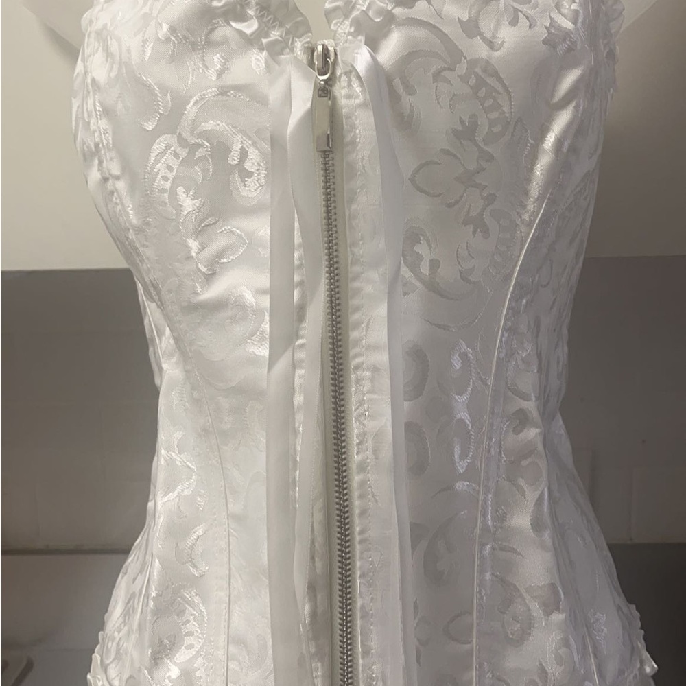 White Zip Corset Story Victorian Overbust Corset Size Large